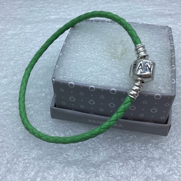 Pandora,”19CM Light Green Braided Leather “ Bracelet - Picture 2 of 4